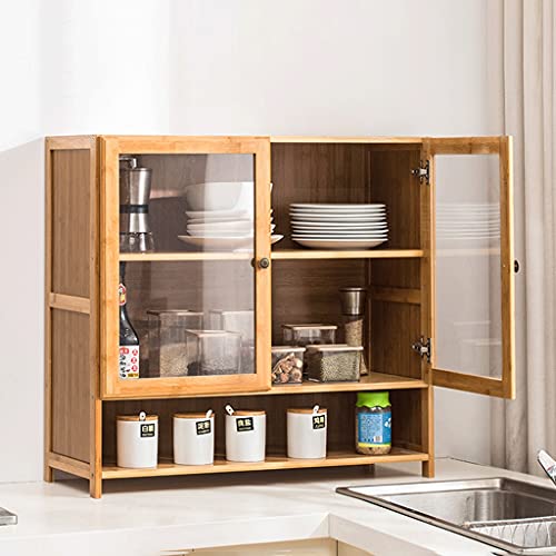 zyr Japanische Style-Sideboard, Küchen-Gewürz-Speicher-Locker, Bambus-Kabinett Multifunktionale Geschichtete Mahlzeit Side Storage-Schrank Für Restaurantkaffee (Color : Brown, Size : 66cm) - Image 3