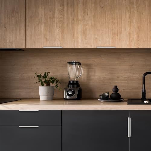 Image of Brushed Nickel Cabinet Handles Finger Edge Pulls 11.8 Inch CC 6 Pack | Low-Profile Finger Grip, Cabinet Door Edge Mount, Smooth Handle Shape, 5.9 Inch (150mm), For Drawers, Cupboards, Kitchen