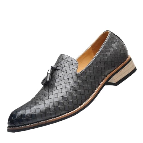 Men's Woven Fashion Versatile Shoes Non-Slip Casual Shoes for Men(Gray,10.5)