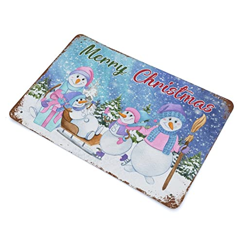 Panneau en métal Merry Christmas bonhomme de neige déco noël 30x45cm