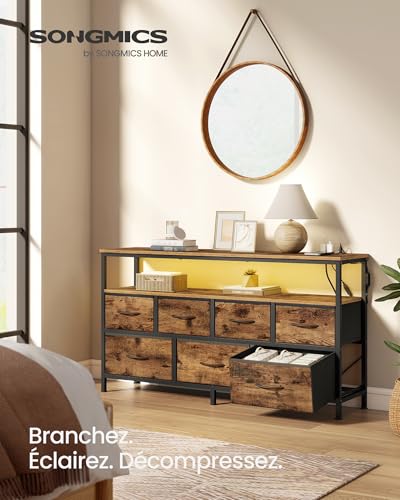 Commode industrielle 7 tiroirs LED & USB SONGMICS
