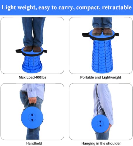 Image of Fishboy Upgraded Collapsible Stool, 400lbs Max Weight, Lightweight But Sturdy, Portable Retractable Folding Telescoping Foldable Camping Stool for Adults Outdoor Fishing Hiking BBQ