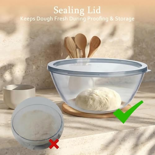 Tazón grande de vidrio 4.7 Qt con tapa para fermentación y mezcla miniatura 4