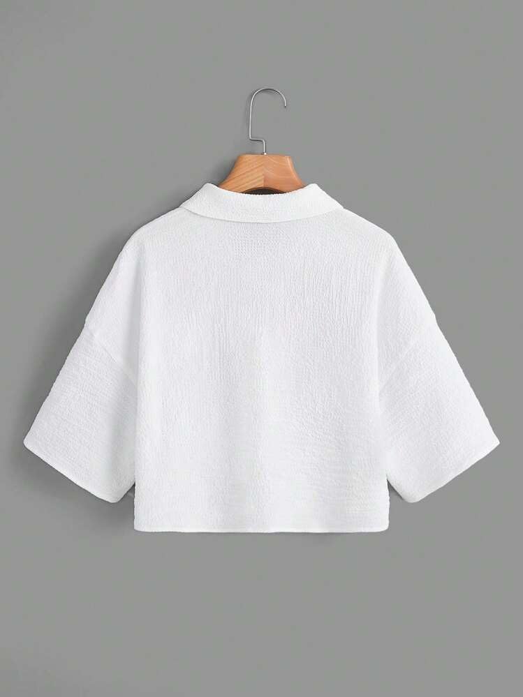 Image of Jacket for Women Stylish Cropped | Trendy Half Sleeve Button Down Casual Top | Loose Fit Shrug for Beach & Resort Outfits | Fashionable Lightweight Jacket (28 K-1-4)