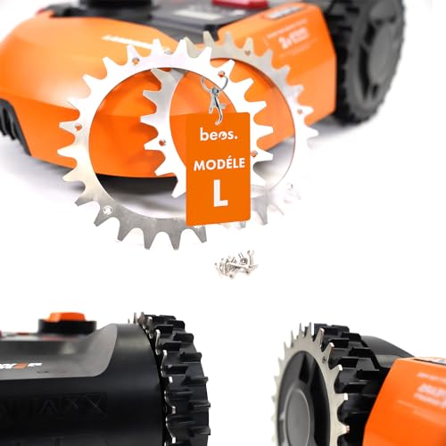BEOS 2 x Crampons en Acier Inoxydable de qualité supérieure pour Worx Landroid L & Vision + 12 x...
