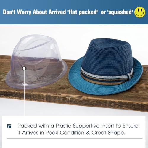 Image of Comhats Oversize XL XXL Mens Summer Straw Fedoras Sun Hats Panama Derby Packable 57-64cm 22.4 inch-25.2 inch 7 1 /8-8