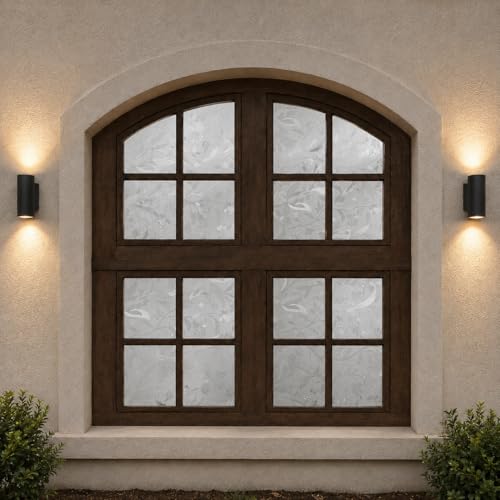 Image of CVANU Floral Frosted Glass Covering Privacy Window Film, Self Adhesive Waterproof Vinyl Sticker for Glass Doors, Windows, Bathroom & Office Use (24 x 50 Inch)