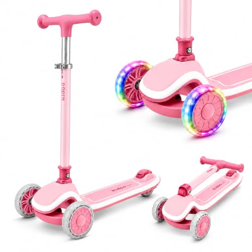 kidoo - Patinete Infantil Plegable de 3 Ruedas, Rosa (KIDOO Air)