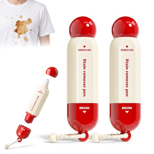 Image of Double-Headed Instant Stain Remover Pen - Dual-Tip Waterless Stain Remover for Oil, Wine & Food Stains, Compact Travel Spot Cleaner for Clothes, Office, Car, Home,2 Pcs - Red