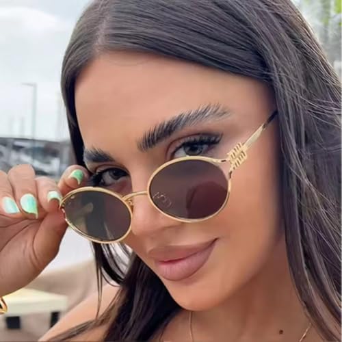 1-2PCS Fashion Sunglasses Retro Small Frame Woman Man Metal Cat Eye Glasses Shades UV Protection Sun Glasses with2