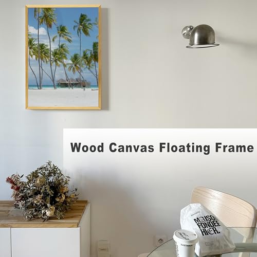 Image of Square 20x20 Solid Wood Canvas Floater Frame, Wood Floating Frames, Floater Frame for 0.6 inch-0.8 inch Deep Canvas Paintings (20 inchx20 inch, Gold)