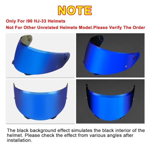 Image of PSLER Shatterproof Motorcycle Helmet Visor for i90 HJ-33,Deep Blue | Impact-Resistant ,UV400 Protection, Motorcycle Tinted Face Shield for i90 HJ-33,Visor Replacement
