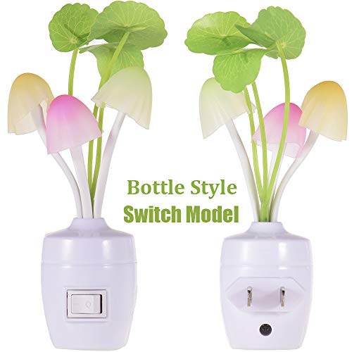 [3 Pack] Warmstor Mushroom Night Light, Lotus Leaves Water-Weeds Plug-In Mushrooms Colors Changing Nightlight Colorful Bedside Lamps Breast-Feeding Led Night Lights For Baby Kids Children Adult #TOP5