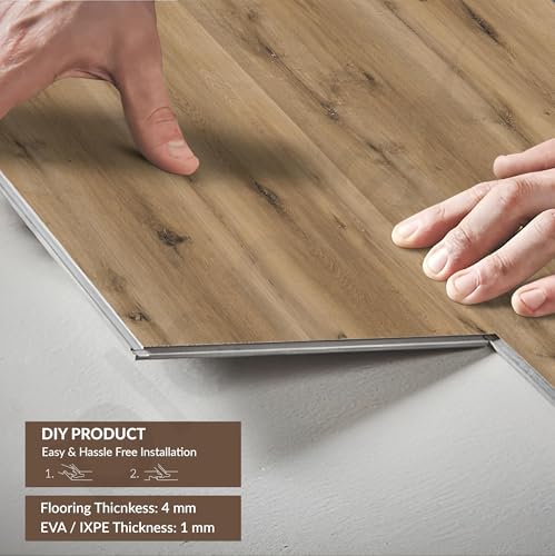 Image of Plantex Interlocking Sound Insulated Flooring Plank /SPC Tile for Floor /Click N Lock Wooden Flooring for Livingroom /Kitchen-30 Square Feet /10 Tiles,Aurora Craft-DIY Installation(Water&Fire Resistant)