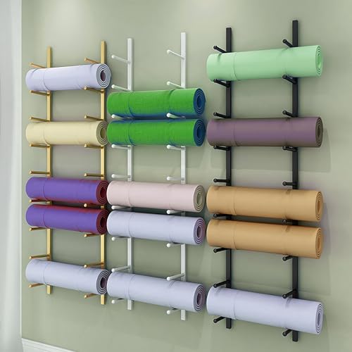 Support tapis de yoga mural à 6 niveaux avec stockage vertical robuste