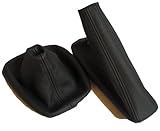 Mejora tu coche. TK-115 - Funda para el cambio de marchas y el freno de mano, piel auténtica, color negro