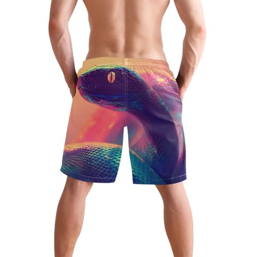 Men Swim Trunks-Surreal Snake, Beach Shorts with Inner Lining Quick Dry Board Shorts Small2