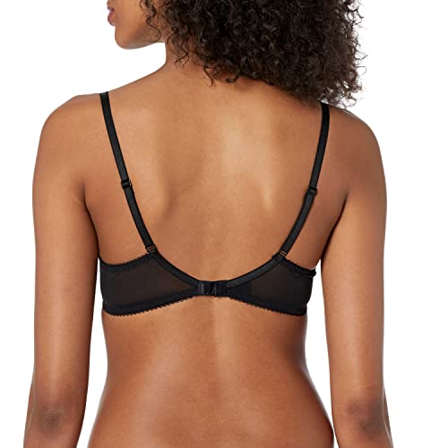 Gossard Women's Superboost Padded Plunge Bra, Blue (Black-Electric Blue), 32Dd #TOP1