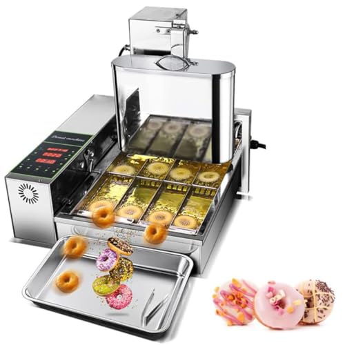 WOTZOV Freidora de donas Comercial de 2000 W - Freidora Digital de 4 Filas con Grosor Ajustable, tolva de Acero Inoxidable de 5,5 L, Control Inteligente, 1750 Unidades/h, 220 V