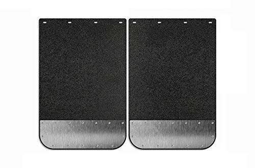 300 Industries Universal Mud Flap Splash Guard with Brushed Stainless Steel Weights for Semi Trailer Trucks - 2 Piece Set