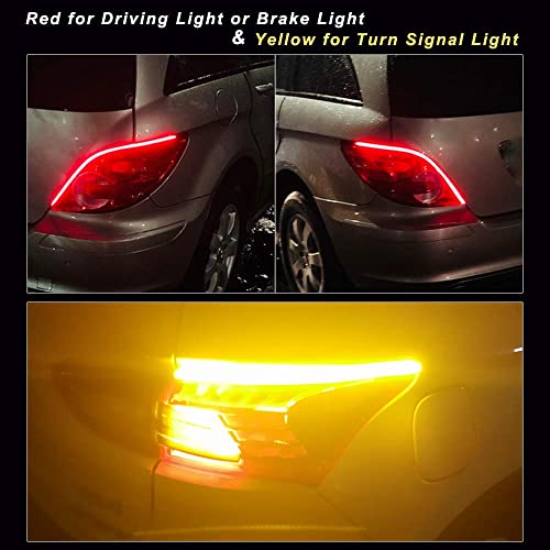 EverBright DRL Led Strip Light for Cars, SUV Motorcycle Daytime Running Lights Turn Signal Bulb Tail Brake Light Sepuential Switchback Led Strip Amber/Yellow & Red (2Pcs 30CM/12Inch) - Image 5