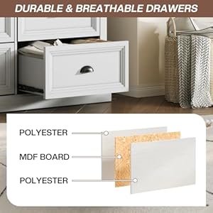 Farmhouse dresser wood rustic 394 tall 8 drawer dresser chest of drawers organizer storage for closet for bedroom living room distressed white  urban country home decor