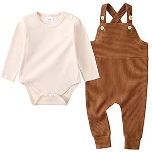 ZOEREA Baby Jungen Bekleidungssets 0-18 Monate Neugeborenes Baby Kleidung Baumwolle Langarm Streifen Strampler + Latzhose Hose Outfits Set
