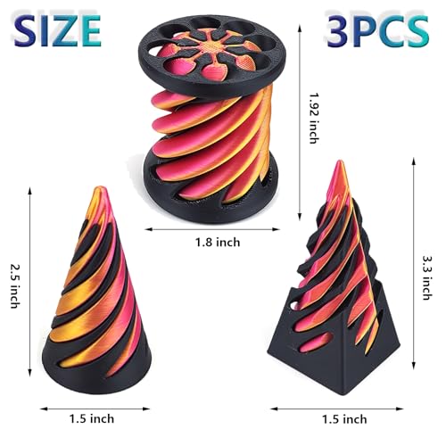 Tangdudu 3 Stücke 3D Printed Spiral Cone Fidget Toy, The Impossible Cone Pyramid Spirale Spielzeug, Fidget Toys Erwachsene, Anxiety Relief Anti Stress Spielzeug für Kinder und Erwachsene