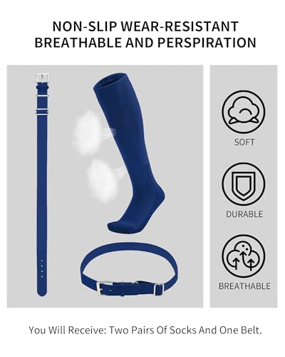 QBK Toddler Baseball Socks And Belt Youth Softball Tee Ball Combo Set for Boy Girl (2 Pairs of Socks & 1 Belt)2