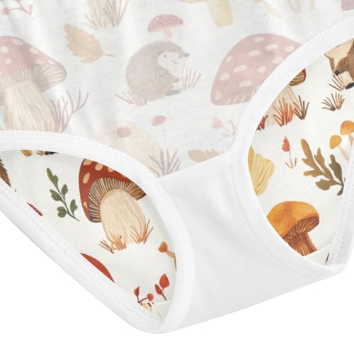 ZZKKO Fall Hedgehogs and Mushrooms Girls Underwear Toddler Panties for Girls Comfort Brief Size 8Y4