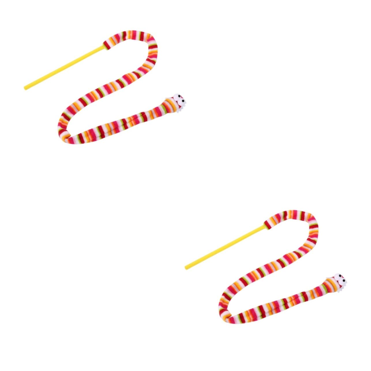 POPETPOP 2pcs Cat Teaser Wand Interactive Teaser Rainbow Snake Design for Cats Kitty Toys Rod Toys for Indoor