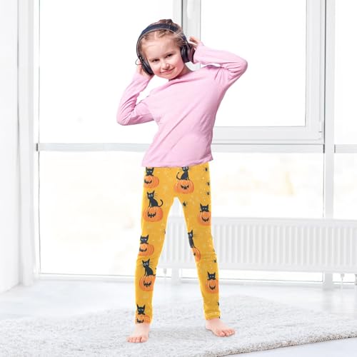 Cat Pumpkin Girls Leggings,Workout Leggings for Girls Toddler Athletic Legging Size for 3-10T4
