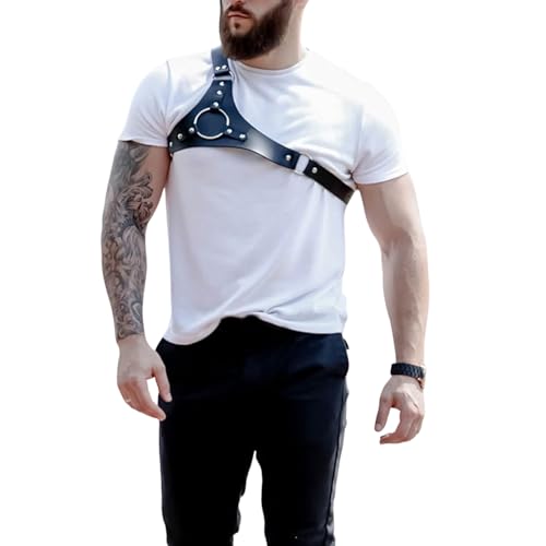 Harness Belt Costume for Men, Men's Leather Body Chest Body Harness Belt Adjustable Buckle Clothes Outfits