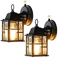 OKELI Dusk to Dawn Outdoor Wall Lights, Exterior Waterproof Lantern, Front Porch Sconce Lighting with Water Ripple Glass Shade, Mini Anti-Rust Wall Lamps Outside Lights for House Garage (2 Pack)