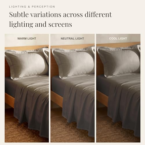 Image of Huesland Luxury 300 TC 100% Pure Cotton Luxe Soft Touch for King Size Bed Sheet Cotton - Soft, Durable & Stylish | Vintage Khaki | 108 x 108 inches