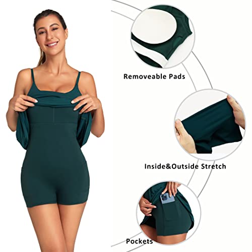OVRUNS Women's Tennis Dress Built-in Bra & Shorts Exercise Workout Golf Athletic Dress with Pockets2