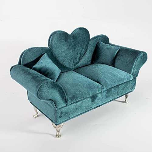 9.8 Inch Openable Dark Green Sofa Jewelry Box Armchair For Dollhouse Heart Shape Velvet Chair 1/6 Scale Dolls Accessories #TOP4