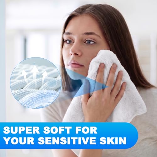 Image of Washcloths Set, 6-Pack Cotton Wash Cloths, 12x12 Inch, White | Highly Absorbent and Soft Feel Fingertip Towels, Machine Washable Washcloths for Bathroom, Gym, Hotel, Spa and Kitchen
