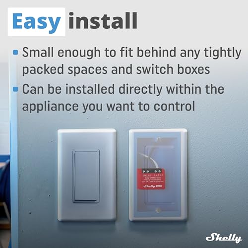 Image of Shelly 1PM Mini Gen3 | WiFi and Bluetooth Smart Switch Relay, 1 Channel 8A with Power Metering | Home Automation | Compatible with Alexa and Google Home (2 Pack)