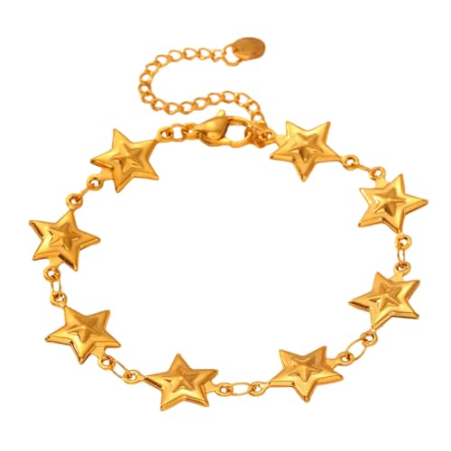 Pierced Owl 18K Gold Plated Stainless Steel Star Bracelet