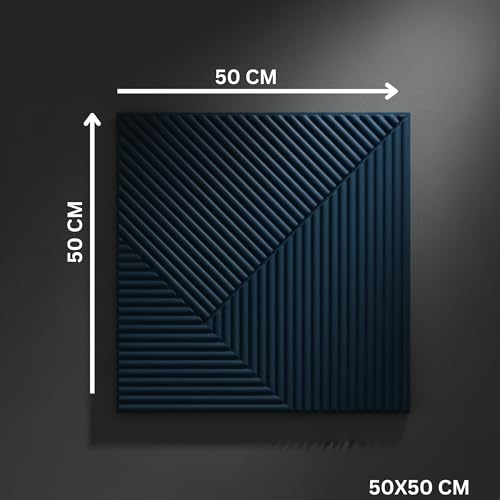 Image of Kayra Decor Wall Panels for Bedroom - PVC Fluted Design Navy Blue Color 19.7 inch x 19.7 inch (Pack of 12) - Covers 32.34 Sq. Ft.
