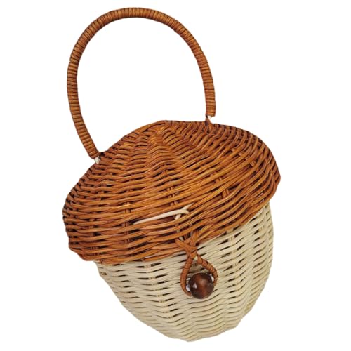 Panier en rotin tressé à la main avec poignée, boîte de rangement enfant naturelle