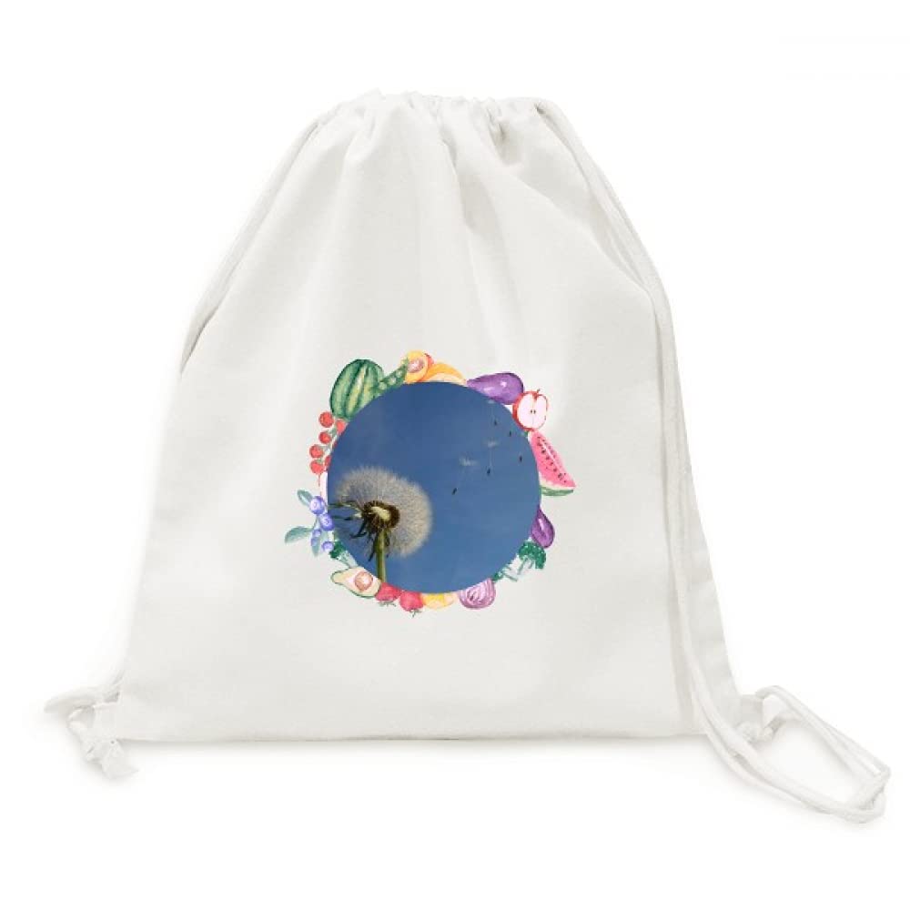 Sac en tissu pliable léger à sangle motif dandelion blanc