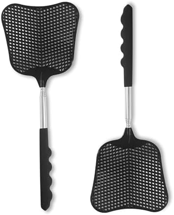 Fly Swatters 2 Pack, Durable Telescopic Stainless Steel Handle, H...
