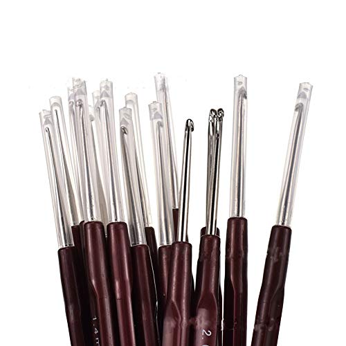 LOLPI Kit de Agulhas de Crochê de Renda de 16 Peças, 0,5 Mm A 2,5 Mm de Tamanhos Diferentes, Agulhas