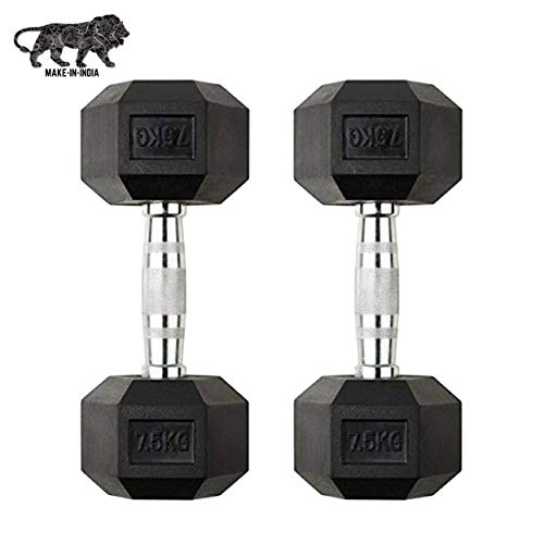 PMG Fitness Rubber Bouncer Dumbbell, Pack of 2, Rubber Coated (2Pcs X 7 5 Kgs) Fixed, Black (B089MDK7L9) Amazon Price History, Amazon Price Tracker