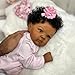 Anano 45 Biracial Reborn Baby Doll Black Mixed Baby Doll, Realistic Newborn Black Bebes Reborn Doll African American Silicone Babies for Kids, Collectors and Enthusiasts