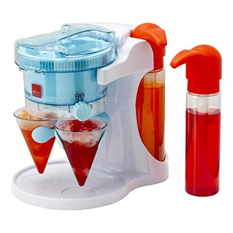 Sensio Home Schneekegel, zerkleinertes Eis, Slushie-Cocktail-Maker - kinderfreundliche rasierte Eismaschine mit 2 wiederverwendbaren Slush-Kegeln (Slushy Cups) und 2 Dosier-Sirup-Flaschen Cover
