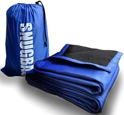 snug basis Large Outdoor Blanket Waterproof and Windproof, Extra Thick Premium Quilted Fleece, Machine Washable, Great for Camping, Picnic, Beach, Stadium and Dogs (Blue)
