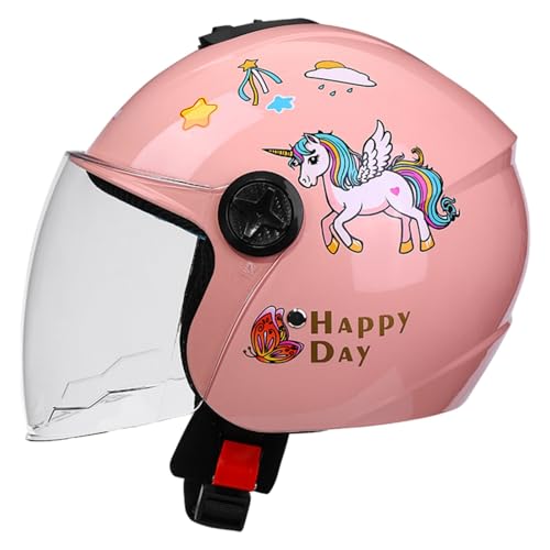 Casco De Moto para Niños, Homologado Según La Norma ECE 22.06, con Visera para Niños Y Niñas De 3 A 12 Años. Casco Jet para Moto Infantil A,50-56cm